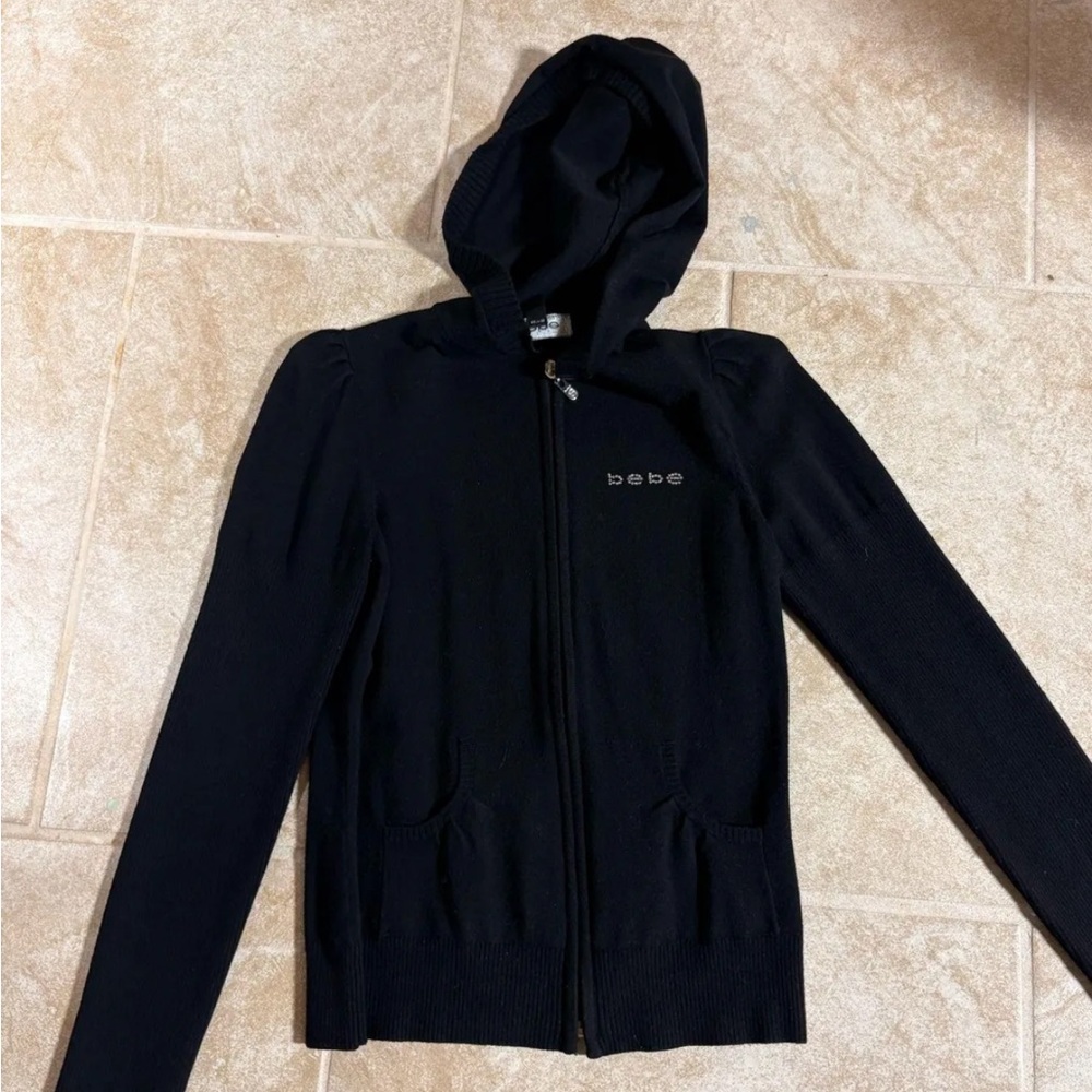 Bebe Black Zip-Up Hoodie